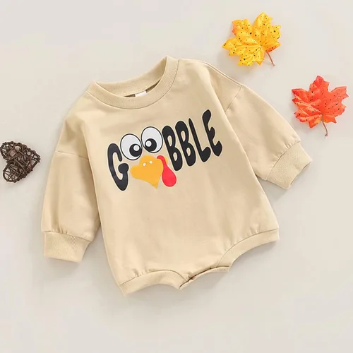 Miniatura 2 de Sudadera de Acción de Gracias para bebé y niña mameluco de manga larga con estampado de pavo y gran tamaño ropa de otoño