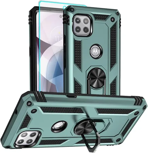 Miniatura 8 de Funda para teléfono Motorola One 5G Ace, Moto One 5G Ace con protector de pantalla HD, [grado militar de 16 pies probada en caídas], anillo Motorola