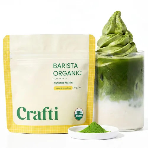 Miniatura 15 de Crafti Polvo de matcha de grado ceremonial (orgánico) – Polvo de té verde matcha japonés auténtico sin azúcar de Uji, Kyoto para lattes de grado