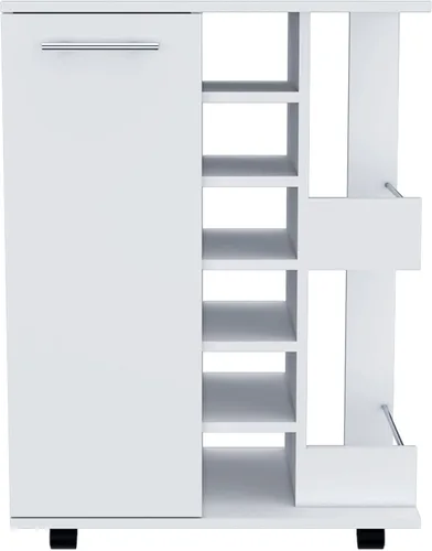 Miniatura 5 de TUHOME Carrito de barra de madera de ingeniería en blanco