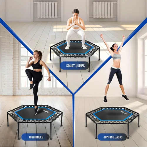 Miniatura 7 de Yes4All Trampolín de rebote para adultos, 48 pulgadas, 350 libras, trampolín de ejercicio estable y silencioso para rebote, salto cardiovascular Sin
