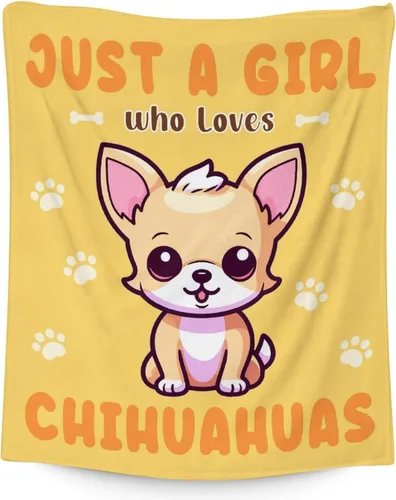 Chihuahua - Manta de regalo de 30 x 40 pulgadas, bonita manta para niños y adultos, mantas amarillas suaves y peludas para sofá, oficina