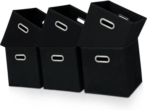 Miniatura 21 de Cubos de almacenamiento de tela – 13 x 13 x 13 pulgadas, cubos organizadores plegables con asas dobles – juego de 6, color azul