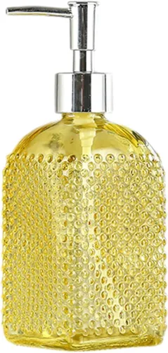 Miniatura 7 de Sizikato Botella dispensadora de jabón de vidrio con superficie con cuentas, 16 oz Rojo