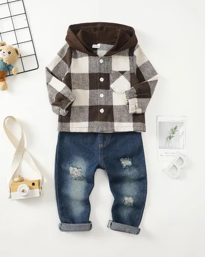 Miniatura 71 de Renotemy Ropa de bebé para niño, trajes de mezclilla, sudadera con capucha para bebés, pantalones de mezclilla, ropa para niños pequeños