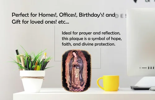 Miniatura 6 de mrcjsales: Placa Nuestra Señora de Guadalupe Pregamino Artesanía en resina Símbolo cultural único marco religioso cuadro virgen de guadalupe