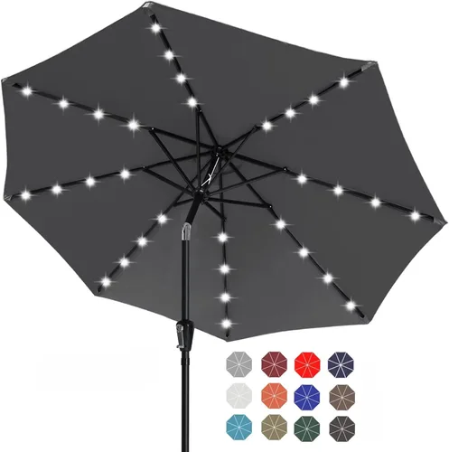 Miniatura 30 de ABCCANOPY Sombrillas solares duraderas para patio con 32 luces LED de 7.5 pies (beige claro)