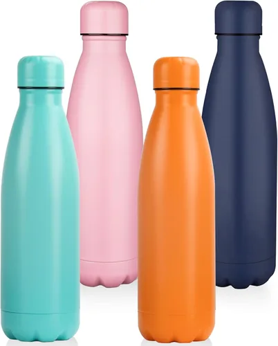 Miniatura 14 de OWS - Botellas de agua aisladas de 17 onzas a granel paquete de 1/2/4 botellas de agua deportivas de metal, botella de doble pared al vacío sin BPA