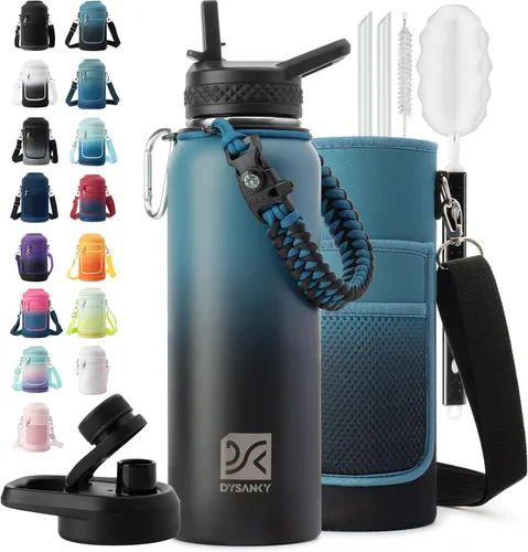 Miniatura 67 de DYSANKY Botella de agua aislada de 32 onzas, metal al vacío de acero inoxidable grueso, jarra de agua deportiva portátil para gimnasio y senderismo