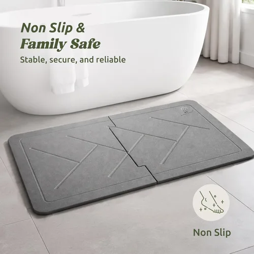 Miniatura 3 de ME MOTHER EARTH Tapete de baño XL de doble cara de piedra de 19.7 x 31.5 pulgadas, tierra de diatomeas, tapete de baño y cocina, 2 piezas de secado