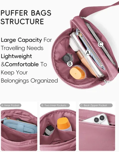 Miniatura 74 de WESTBRONCO Riñoneras para mujeres y hombres, bolsa para cinturón con bolsillos con cremallera, riñoneras modernas, bolsas cruzadas ligeras de 1