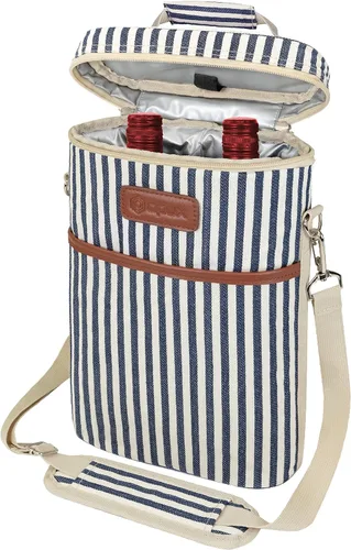 Miniatura 10 de opux - Bolsa de transporte para 2 botellas de vino, bolsa aislada y a prueba de fugas para vino, bolsa de vino para viajes, ideal para picnic, BYOB