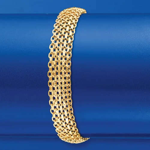 Miniatura 3 de Ross-Simons Pulsera italiana de oro amarillo de 14 kt con eslabones de bismark. 8,5 pulgadas, Oro, no conocido