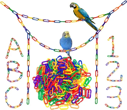 Miniatura 6 de 200 piezas de eslabones de plástico negro y juguetes - Clip en C entrelazado para jaula de pájaros accesorios para periquitos, planeadores