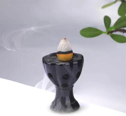 Miniatura 13 de Quemador de Incienso de Reflujo Mano de Buda, Quemador de Incienso Cascada, Fuente de Incienso de Cerámica Portaincienso de Buda, Quemador de Conos