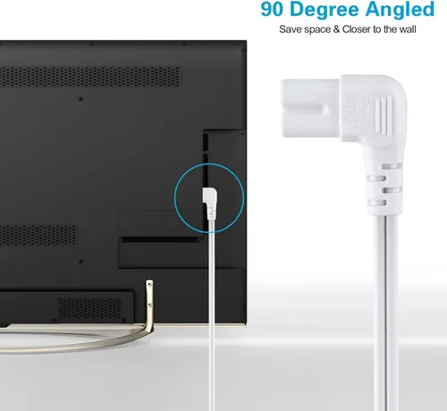 Miniatura 5 de C7 Cable de alimentación de 2 ranuras no polarizadas, ángulo de 90 grados, SPT-2, cable de alimentación de 18 AWG (IEC320 C7 a Nema 1-15P)