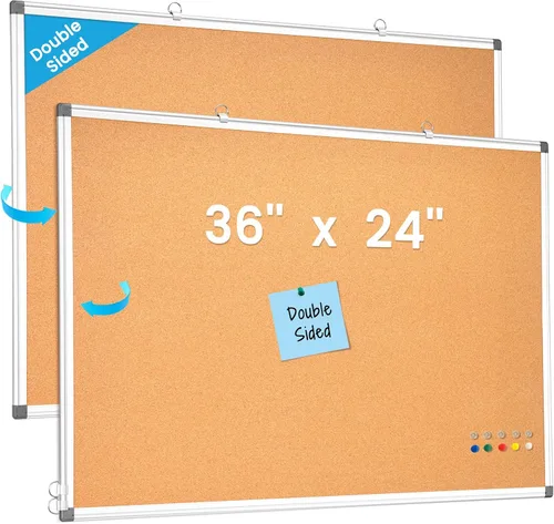 Miniatura 16 de Pizarra Blanca de Calendario Mensual de Borrado en Seco Combinada con Tablero de Corcho para Pared, 24" x 18" Calendario de Pizarra Blanca de Doble