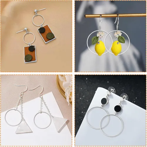 Miniatura 5 de 40 aretes de aro para hacer joyas de 1.976 pulgadas, aretes redondos con cuentas redondas, anillos de enlace de bisel abierto, aretes redondos 40