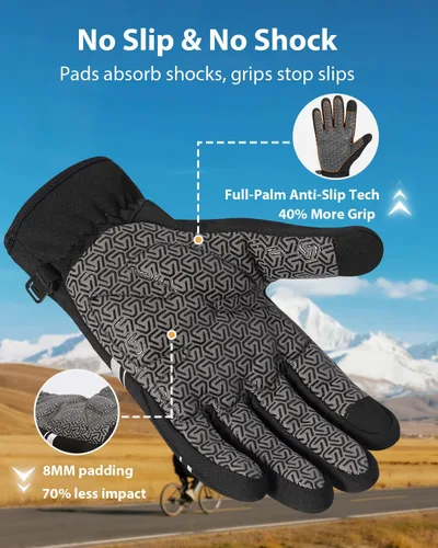 Miniatura 3 de RIGWARL Guantes de ciclismo de invierno para hombres y mujeres, guantes de ciclismo con pantalla táctil para hombres y mujeres, guantes de ciclismo