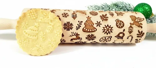 Miniatura 10 de Rodillo en relieve para galletas de Navidad, pan de jengibre, shortbread (Ángeles de Navidad)