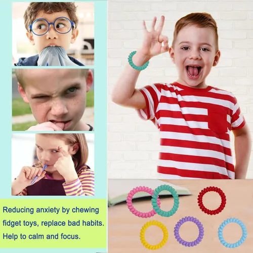 Miniatura 6 de Collares masticables para niños sensoriales, paquete de collar masticable para niños, niñas y adultos con autismo, TDAH, SPD, juguetes sensoriales