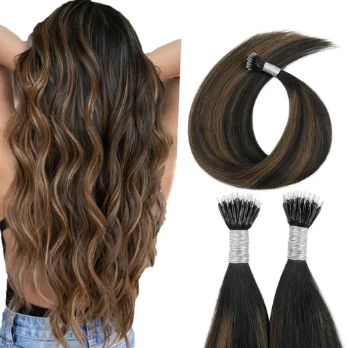 Miniatura 44 de ABH AMAZINGBEAUTY HAIR Extensiones de cabello rizado liso para mujeres negras con punta en I, cabello humano, punta en I, Remy, 50 mechones, punta