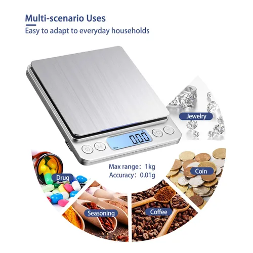 Miniatura 7 de Báscula de cocina pequeña de gran alcance, carga USB, mini báscula electrónica de alimentos, báscula de cocina de alta precisión, báscula