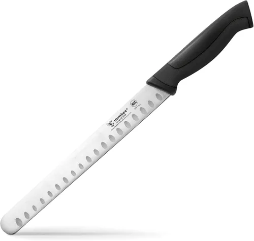 Miniatura 9 de Cuchillo de chef de 8 pulgadas con borde Granton para rebanar jamón y carne de pavo Certificado NSF Hoja de acero inoxidable alemán Mango