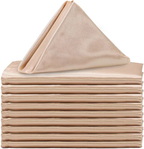 Miniatura 10 de YOUR CHAIR COVERS - Servilletas de tela de gran tamaño de satén dorado de 20 pulgadas con dobladillo – Servilletas elegantes y reutilizables