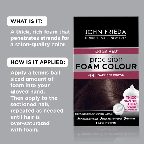 Miniatura 2 de Espuma de color John Frieda, precisión 4R Rojo Oscuro Marrón