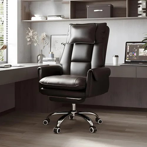 Miniatura 8 de Ergonomic High-Back Executive Office Chair with Footrest,Adjustable Lumbar Support & 360° Swivel,Heavy-Duty Metal Base PU Leather Desk Chair for
