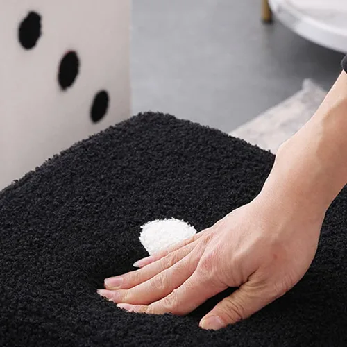 Miniatura 7 de Taburete de pie suave, cómodo, simple, cálido, resistente, base cubo, taburete para el hogar, sala de estar, dormitorio (negro)