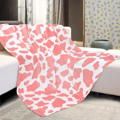 Miniatura 38 de HSEEC Manta de felpa azul con estampado de vaca, manta pequeña de franela de forro polar suave para sofá, 40 x 50 pulgadas