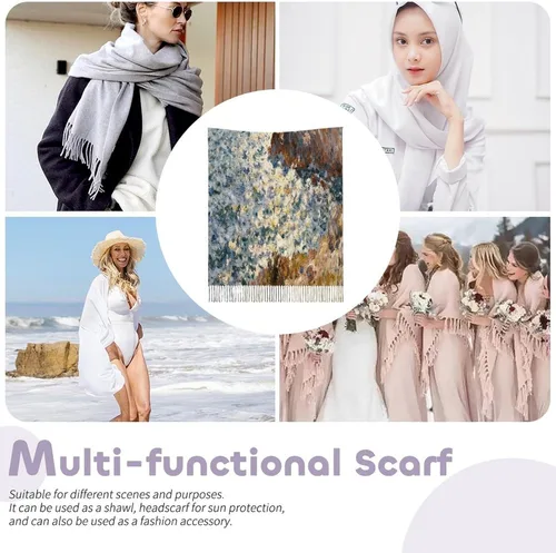 Miniatura 3 de Cap Negre Watercolor Scarfs for Man Women Winter Scarf Long Shawl Wraps Fashion Classic Tassel Scarfs Soft Blanket Scarves