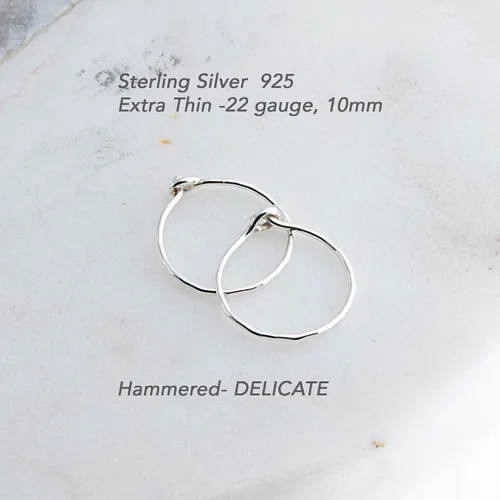Miniatura 38 de Aretes de plata de ley abiertos para cartílago, tragus, delgados, calibre 22