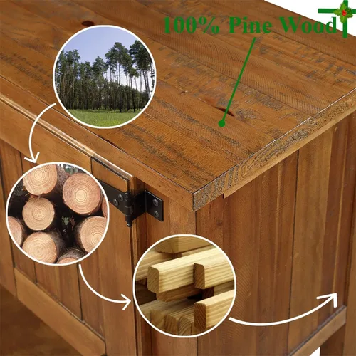 Miniatura 3 de Aparador de buffet de madera maciza de 46 pulgadas, mesa consola de granja con estante inferior, armario de almacenamiento de estilo retro