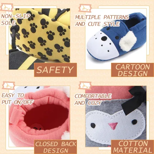 Miniatura 5 de Sawimlgy Pantuflas de dibujos animados para recién nacidos, para bebés, niños y niñas, suela antideslizante suave, suela antideslizante, zapatos