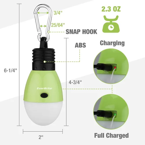 Miniatura 3 de EverBrite Luz de campamento recargable, linterna portátil para tienda, 3 modos de iluminación, bombillas colgantes para tienda de campaña con gancho