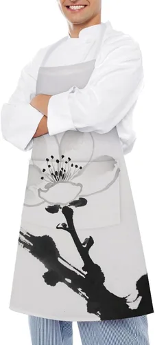 Miniatura 4 de MUSM Apron for Adults - 27.6 X 31.5 Inch, Heavy-Duty Polyester Aprons with Two Large Pockets, Waterproof Ink-wash Painting Scenery Kitchen Apron for