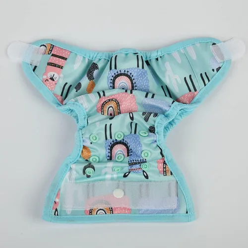 Miniatura 3 de Pañal para recién nacido con broche y bucle, alpaca azul, talla 1 Alpacas Azules