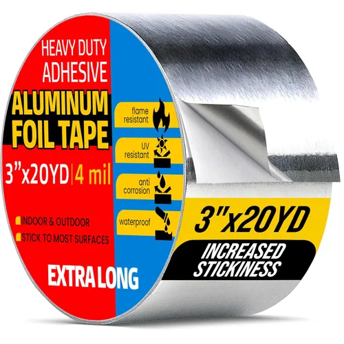 ALIUM Cinta de papel de aluminio profesional de 3 pulgadas, ahora más gruesa – 4 mil y pegamento mejorado, cinta HVAC resistente al calor,