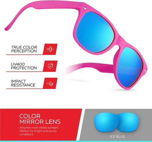 Miniatura 127 de Retro Rewind Lentes de sol para niños y niñas de 3 a 12 años, inastillables, UV400, lentes de sol para niños pequeños