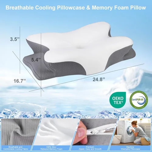 Miniatura 3 de Almohadas de espuma viscoelástica, almohada ergonómica para aliviar el dolor de cuello, almohada de cama para dormir, almohada cervical