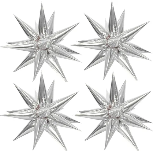 Miniatura 16 de 50 globos de papel de aluminio rojo con forma de cono de estrella – globos de Mylar de explosión de 26 pulgadas, 12 puntos 3D Starburst para 26