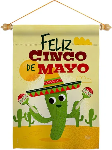 Miniatura 16 de Feliz Cinco de Mayo Bandera de jardín – Fiesta de verano, cactus piñata, sombrero mexicano fiesta al aire libre – Cartel de decoración de la casa