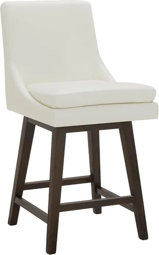 Miniatura 29 de CHITA Taburete de bar giratorio de altura de mostrador, taburete de bar tapizado, altura del asiento de 26.8 pulgadas de alto, tela en niebla