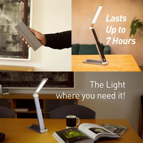 Miniatura 3 de Lámpara de escritorio LED portátil – ultracompacta, plegable, brillo ajustable, rotación de 180 grados, carga rápida tipo C para el hogar, oficina
