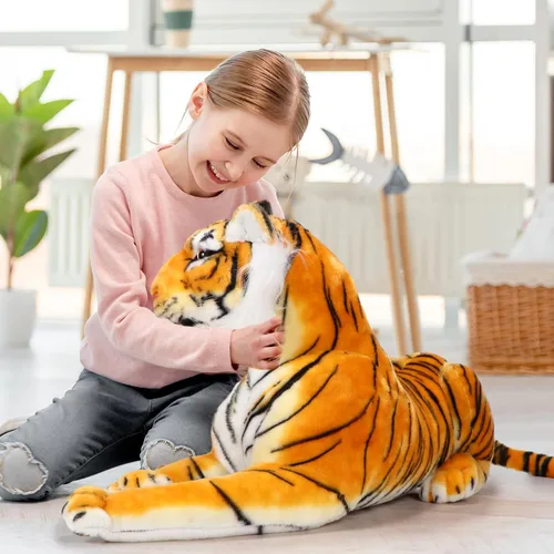 Miniatura 5 de Syhood Juguete gigante de peluche de tigre gigante de 27 pulgadas, adecuado para regalos de cumpleaños