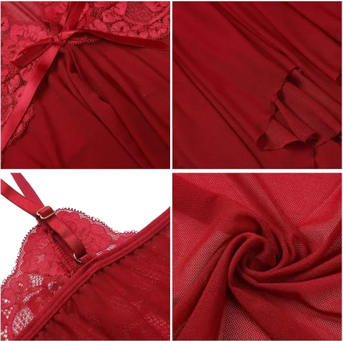 Miniatura 4 de Joyaria Babydoll - Conjunto de lencería con encaje para mujer, talla Ch-XXG