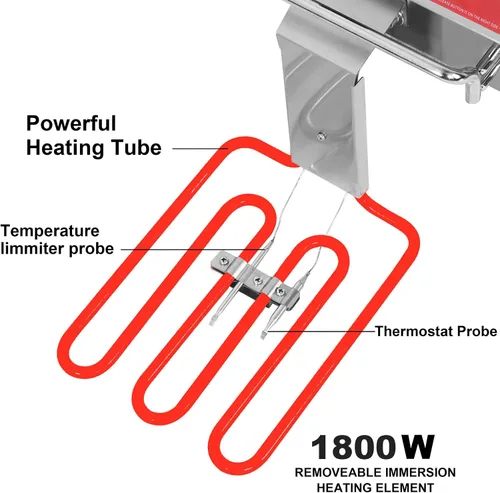 Miniatura 5 de CROSSON Freidora eléctrica de 15 libras con certificación ETL con cesta sólida sin necesidad de montaje, tapa y patas ajustables en altura para uso